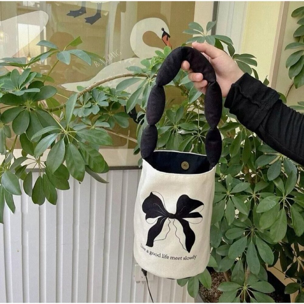 Handmade Small unique Fashion bow-knot Bucket cloth Bag for Women - Picture 1 of 9
